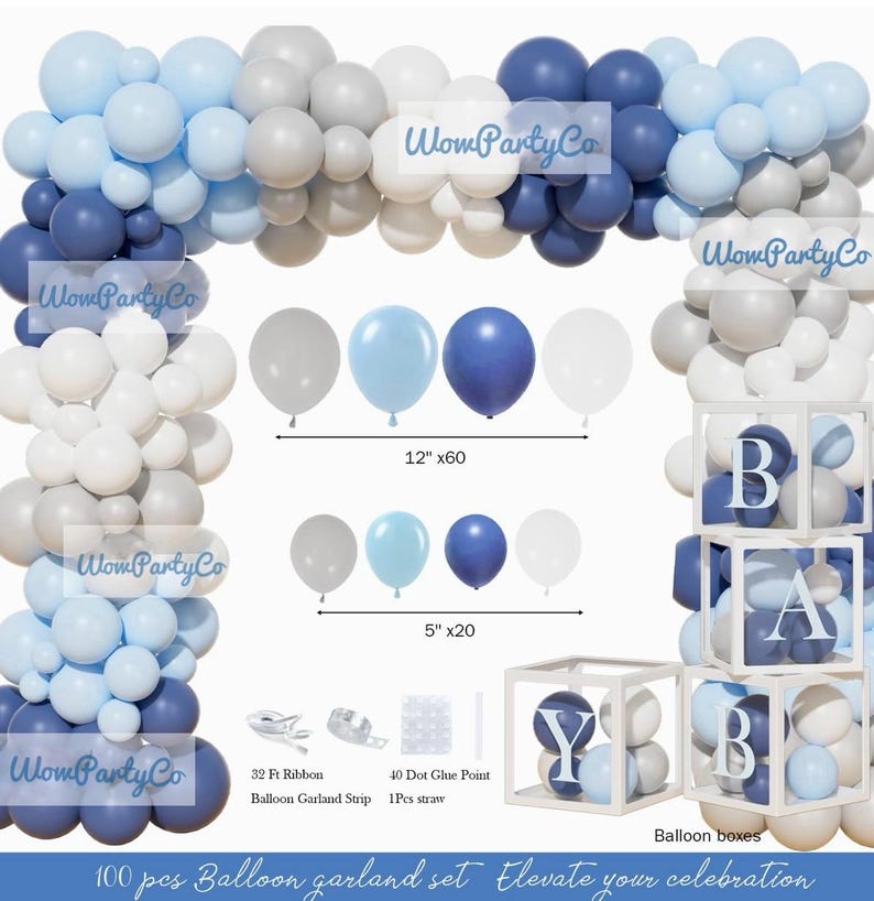 Little Man Baby Shower Decorations, 106 PCs - Unique Boy Baby Shower Party Supplies with Mustache and Bow Tie Backdrop, Balloon Garland