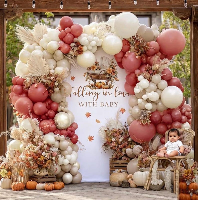 Dusty Pink Cream White Balloon Garland Double Stuffed Rose Pink Sand White Pearl Balloons Blush Beige Nude Balloon Arch Kit for Baby Shower
