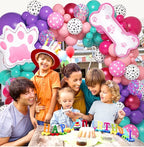 147Pcs Paw Balloons Garland Arch Kit with Dog Paw Print Balloons Pink Purple Turquoise Confetti Balloon for Girls Puppy Themed Birthday Baby