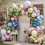 Blue Green Pink Balloon Garland - Double Stuffed Dusty Blue Sage Green Balloon Light Pink Purple Lavender Pastel Balloon Arch Kit