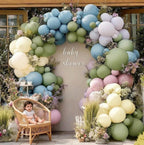 Blue Green Pink Balloon Garland - Double Stuffed Dusty Blue Sage Green Balloon Light Pink Purple Lavender Pastel Balloon Arch Kit