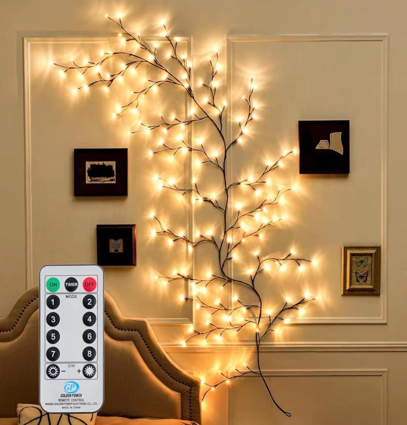 Willow Vine Lights 9.5ft 160LED, Vines for Home Decor Lighted Tree for Walls in 8 Modes & Timer, Branches Lights for Halloween Christmas