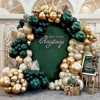 Emerald Green Balloon Garland Double Stuffed Dark Green White Pearl Balloon Forest Green Ivory Gold Balloon Arch Kit