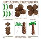 Tropical Luau Balloons Arch Garland Kit Luau Party Decorations with Palm Leaves Flamingo Palm Tree Aloha Foil Balloon Coconut Balloons Set