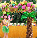 Tropical Luau Balloons Arch Garland Kit Luau Party Decorations with Palm Leaves Flamingo Palm Tree Aloha Foil Balloon Coconut Balloons Set