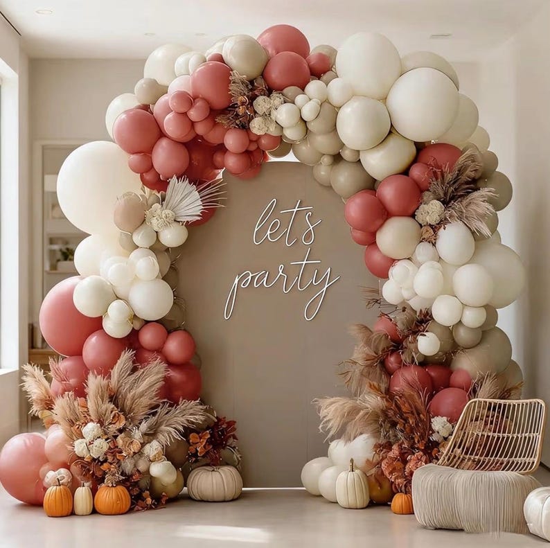 Dusty Pink Cream White Balloon Garland Double Stuffed Rose Pink Sand White Pearl Balloons Blush Beige Nude Balloon Arch Kit for Baby Shower