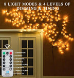 Willow Vine Lights 9.5ft 160LED, Vines for Home Decor Lighted Tree for Walls in 8 Modes & Timer, Branches Lights for Halloween Christmas