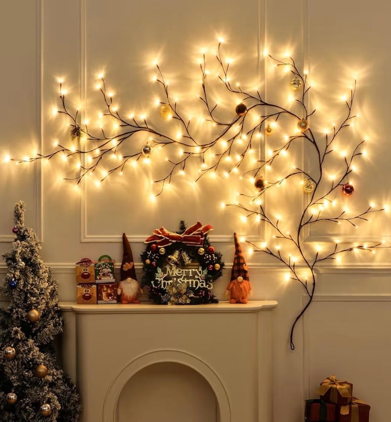 Willow Vine Lights 9.5ft 160LED, Vines for Home Decor Lighted Tree for Walls in 8 Modes & Timer, Branches Lights for Halloween Christmas