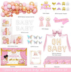 Royal Princess Baby Shower Decorations, 138PCs  Baby Princess Party Supplies with A Little Princess Is on the Way Backdrop, Balloon Garland