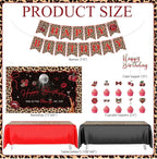Cheetah Print Birthday Decorations, 124 Pcs Leopard Birthday Decorations Includes Cheetah and Cherry Print Balloons, Banner and Tablecloth…