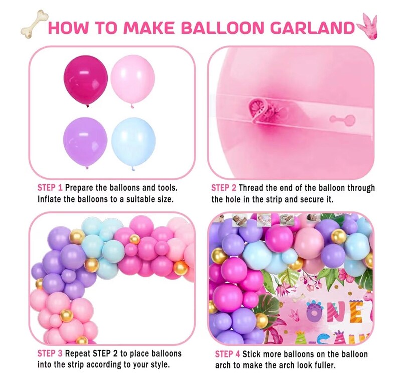 One a Saurus Birthday Decorations Pink Dinosaur Party Pack for 1st Birthday Girl, Includes Backdrop, Balloon Banner, Cake Topper, Box, Crown
