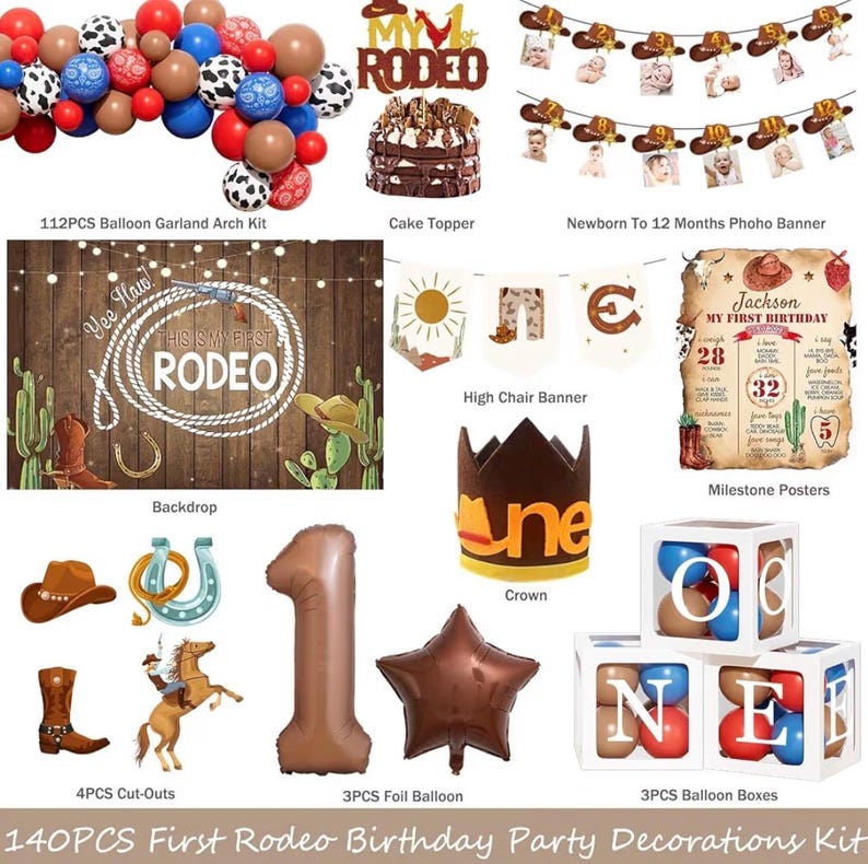 My First Rodeo Decorations Boy, First Rodeo Birthday Decorations, Western Cowboy 1st Birthday Party Decorations, This is My First Rodeo