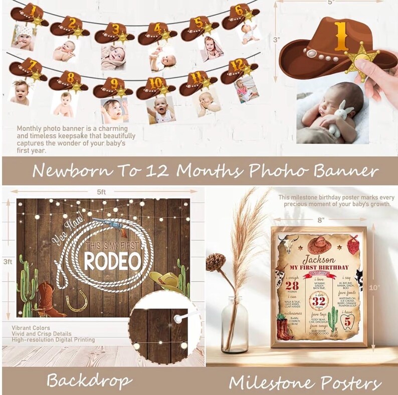 My First Rodeo Decorations Boy, First Rodeo Birthday Decorations, Western Cowboy 1st Birthday Party Decorations, This is My First Rodeo