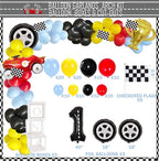 Fast One Race Car Birthday Decorations, 1st Birthday Party Kit with Balloon Garland Arch, Cake Topper, Backdrop, ONE Boxes