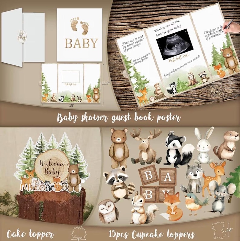 Woodland Animals Baby Shower Decoration Party Supplies, Forest Animal Neutral Gender Reveal Party Decorations,Backdrop Balloon Box Mom to Be