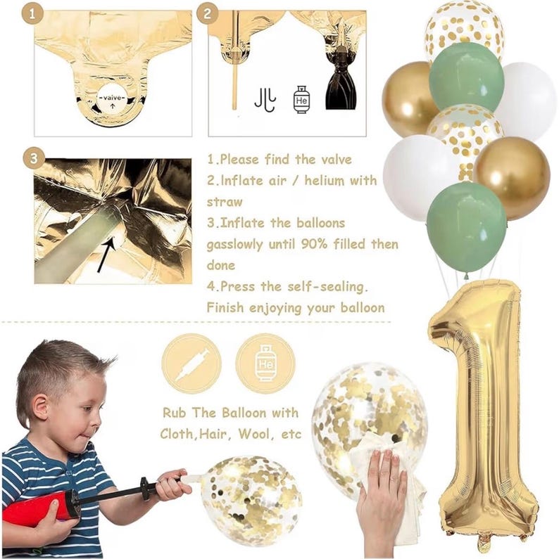 30th Birthday Decorations for Women Men,Happy Banner With Cake Topper Number 30 Foil Balloon, Sage Green White Gold Balloons for 30 Year Old