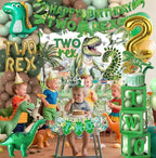 Two Rex Birthday Decorations Boy,Dinosaur 2nd Birthday Party Decorations Boys ,2 Rex Dinosaur Dino Party Decor Supplies Backdrop Balloon Box