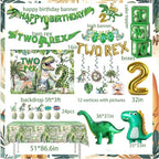 Two Rex Birthday Decorations Boy,Dinosaur 2nd Birthday Party Decorations Boys ,2 Rex Dinosaur Dino Party Decor Supplies Backdrop Balloon Box