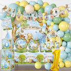 Winnie 1st Birthday Decorations Pooh Bear Balloon Arch Kit Banner Cake Decorations First Birthday Backdrop Pooh Plates And Napkins Set