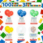 ALL-IN-1 Lego Balloon Arch Kit  Garland,Red, Blue, Green Balloons in Small Large Sizes Primary Colors for Circus, Carnival, Rainbow Birthday