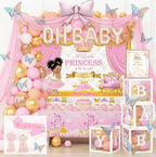 Royal Princess Baby Shower Decorations, 138PCs  Baby Princess Party Supplies with A Little Princess Is on the Way Backdrop, Balloon Garland