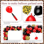 Cheetah Print Birthday Decorations, 124 Pcs Leopard Birthday Decorations Includes Cheetah and Cherry Print Balloons, Banner and Tablecloth…