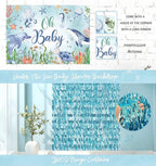 Under The Sea Baby Shower Decorations – 121Pcs Ocean Theme Party Supplies with Underwater Party Decor Backdrop, Blue Green Balloon Garland