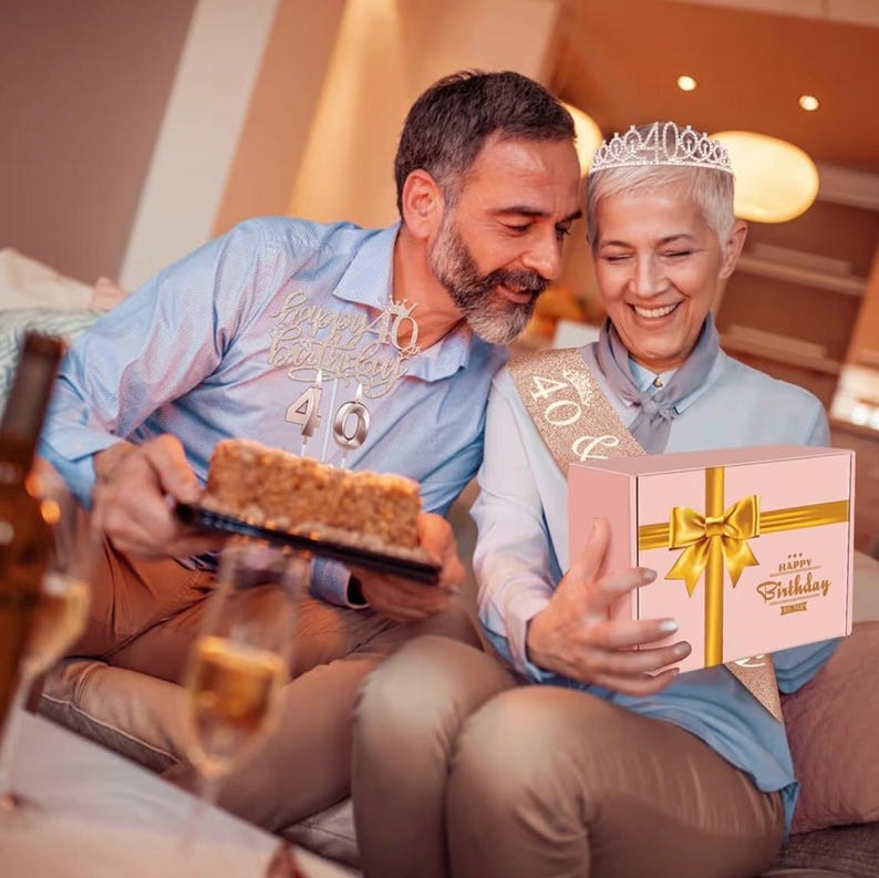 40th Birthday Decorations Women, Include 40th Birthday Sash and Crown, Cake Topper and Candles, Number Balloons, 40 Year Old Gifts for Women
