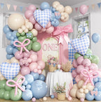 Silly Goose Balloon Arch Kit, Pink Blue Green Latex Balloon Garland Kit Gingham Heart Foil Balloons for Boys Girls Goose Birthday Party