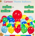 Sesame Friends Birthday Party Supplies Party Decorations Set Include Banner Backdrop red blue Balloon Garland Arch Kit stickerfor Boys Girls