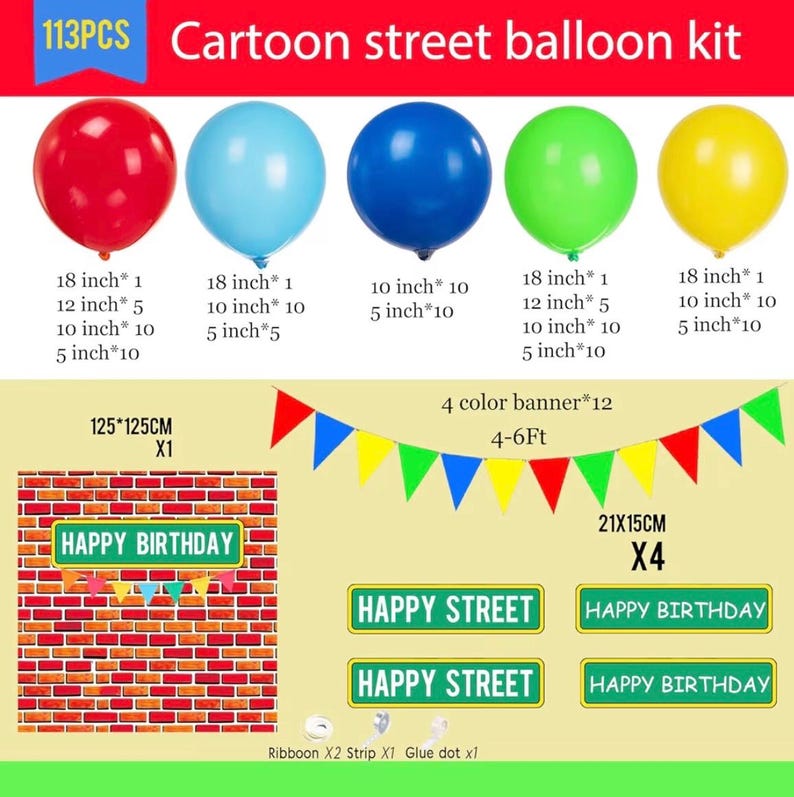 Sesame Friends Birthday Party Supplies Party Decorations Set Include Banner Backdrop red blue Balloon Garland Arch Kit stickerfor Boys Girls