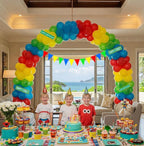 Sesame Friends Birthday Party Supplies Party Decorations Set Include Banner Backdrop red blue Balloon Garland Arch Kit stickerfor Boys Girls