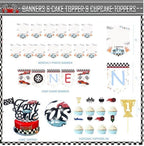 Fast One Race Car Birthday Decorations, 1st Birthday Party Kit with Balloon Garland Arch, Cake Topper, Backdrop, ONE Boxes