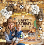 Cowboy Birthday Party Decorations, Western Cowboy Birthday Decorations, Wild West Rodeo Party Supplies for Boys, Backdrop Balloon Garland