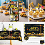 287Pcs Construction Birthday Party Supplies,25 Construction Theme Tableware,All-in-1 Pack Includes Backdrop Tablecloth Balloon Boxes Balloon