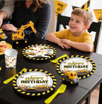 287Pcs Construction Birthday Party Supplies,25 Construction Theme Tableware,All-in-1 Pack Includes Backdrop Tablecloth Balloon Boxes Balloon