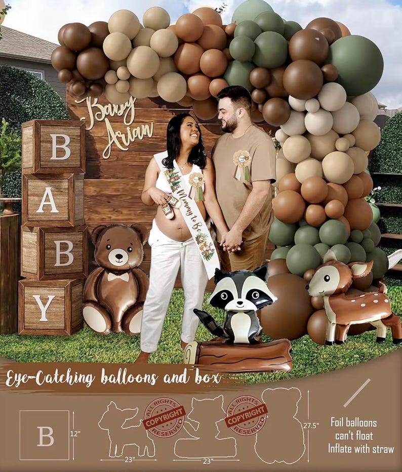 Woodland Animals Baby Shower Decoration Party Supplies, Forest Animal Neutral Gender Reveal Party Decorations,Backdrop Balloon Box Mom to Be