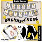 One Happy Dude Birthday Decorations, One Happy Dude 1st Birthday Decorations, Backdrop Balloon Garland Monthly Photo Highchair Banner