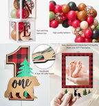 Lumberjack First Birthday Decorations, Lumberjack 1st Birthday Party Supplies,Buffalo Plaid Monthly Photo Banner Highchair Banner First Bday