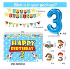 Cartoon Birthday Decorations, Cartoon Party Supplies - Happy Birthday Banner Balloons Plates Backdrop Cake Toppers Tablecloth Hanging Swirls