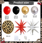 Red Black Gold Balloon Arch Garland Kit Leopard Cheetah Print Party Balloons Black Red Metallic Silver Gold Explosion Star Balloon for Girl