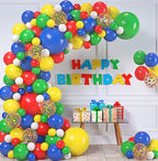 ALL-IN-1 Lego Balloon Arch Kit  Garland,Red, Blue, Green Balloons in Small Large Sizes Primary Colors for Circus, Carnival, Rainbow Birthday