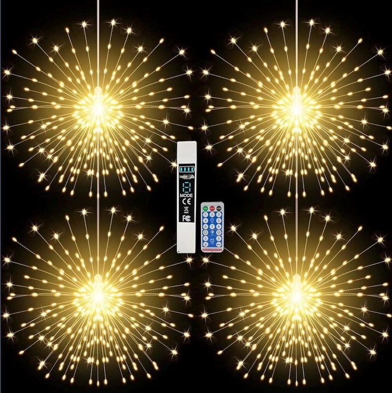 Firework Lights Waterproof Hanging, 200 LED Battery Operated Decorative String Lights Outdoor for Wedding, Party, Backyard, Patio Indoor