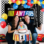 Fast One Birthday Decorations for Boys - 1st Race Car Theme Party Supplies for Baby Shower Decoration Include Birthday Hat Cake Topper