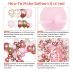 134pcs Rose Gold Balloons Baby Shower Decorations for Girl Boxes, Butterfly Stickers Balloon Garland Arch Kit Baby Box with Letter (A-Z+Baby