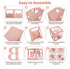 134pcs Rose Gold Balloons Baby Shower Decorations for Girl Boxes, Butterfly Stickers Balloon Garland Arch Kit Baby Box with Letter (A-Z+Baby