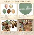 137pcs Woodland Animals Baby Shower Decoration Boxes Sage Green Brown Balloon Garland Arch Kit Woodland Themed Animal Foil Balloons