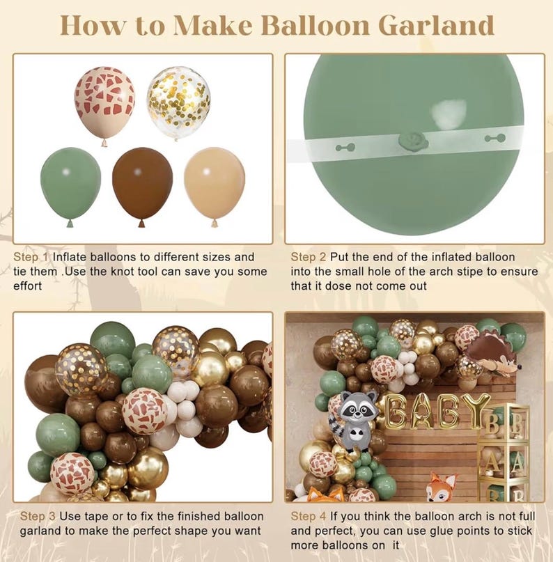137pcs Woodland Animals Baby Shower Decoration Boxes Sage Green Brown Balloon Garland Arch Kit Woodland Themed Animal Foil Balloons
