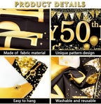 50th Birthday Decorations - Black Gold 50th Birthday Banner and Balloons for Indoor/Outdoor Parties