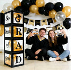 Graduation Decorations 2026 Set of 4 Boxes with 20pcs Balloons and Letters 2026 GRAD So Proud of You - Class of 2026 Party Supplies